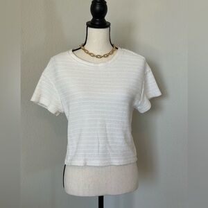 Madewell White Textured Crop Top